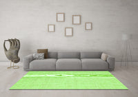 Machine Washable Abstract Green Contemporary Rug, wshcon1357grn