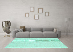 Machine Washable Abstract Turquoise Contemporary Area Rugs in a Living Room,, wshcon1357turq