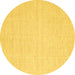 Round Abstract Yellow Contemporary Rug, con1357yw