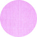 Round Abstract Purple Contemporary Rug, con1357pur