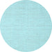 Round Abstract Light Blue Contemporary Rug, con1357lblu