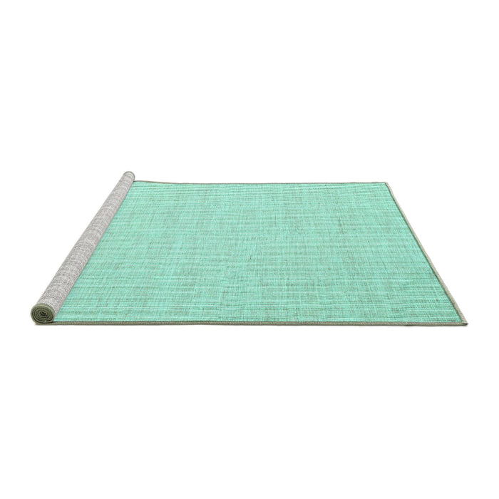 Sideview of Machine Washable Abstract Turquoise Contemporary Area Rugs, wshcon1357turq