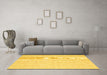 Machine Washable Abstract Yellow Contemporary Rug in a Living Room, wshcon1357yw