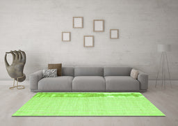 Machine Washable Abstract Green Contemporary Area Rugs in a Living Room,, wshcon1358grn