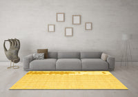 Machine Washable Abstract Yellow Contemporary Rug, wshcon1358yw