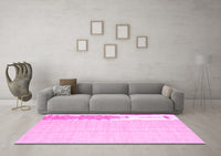 Machine Washable Abstract Pink Contemporary Rug, wshcon1358pnk