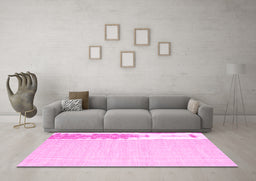 Machine Washable Abstract Pink Contemporary Rug in a Living Room, wshcon1358pnk