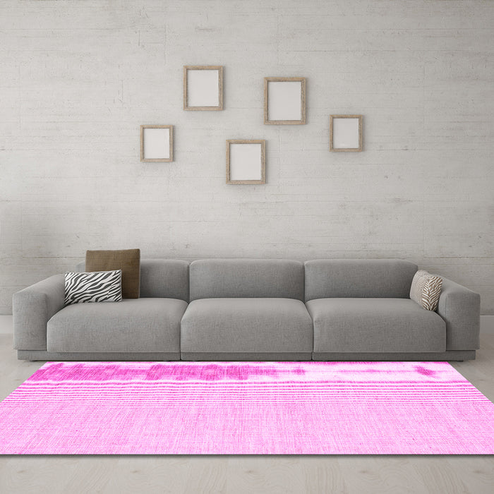 Machine Washable Abstract Pink Contemporary Rug in a Living Room, wshcon1358pnk