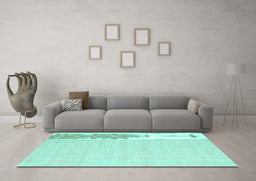 Machine Washable Abstract Turquoise Contemporary Area Rugs in a Living Room,, wshcon1358turq