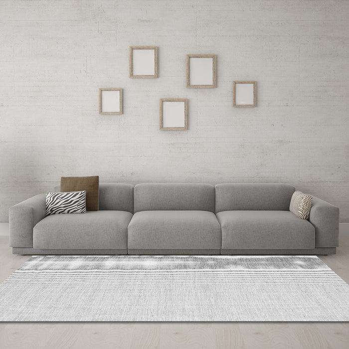 Machine Washable Abstract Gray Contemporary Rug in a Living Room,, wshcon1358gry