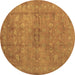 Round Abstract Brown Contemporary Rug, con1359brn