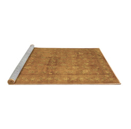 Sideview of Machine Washable Abstract Brown Contemporary Rug, wshcon1359brn