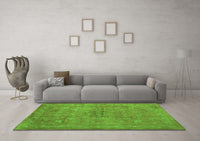 Machine Washable Abstract Green Contemporary Rug, wshcon1359grn