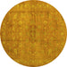 Round Abstract Yellow Contemporary Rug, con1359yw