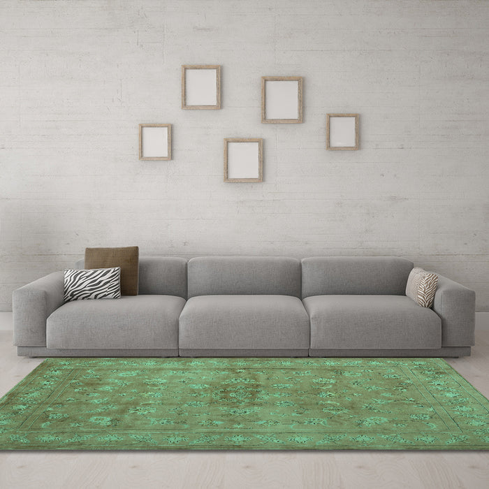 Machine Washable Abstract Turquoise Contemporary Area Rugs in a Living Room,, wshcon1359turq