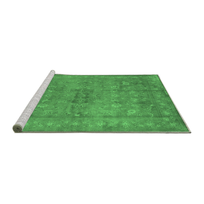 Sideview of Machine Washable Abstract Emerald Green Contemporary Area Rugs, wshcon1359emgrn