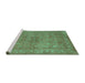 Sideview of Machine Washable Abstract Turquoise Contemporary Area Rugs, wshcon1359turq