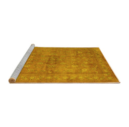 Sideview of Machine Washable Abstract Yellow Contemporary Rug, wshcon1359yw