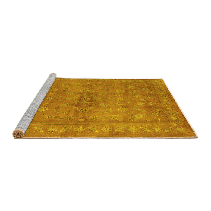Sideview of Machine Washable Abstract Yellow Contemporary Rug, wshcon1359yw