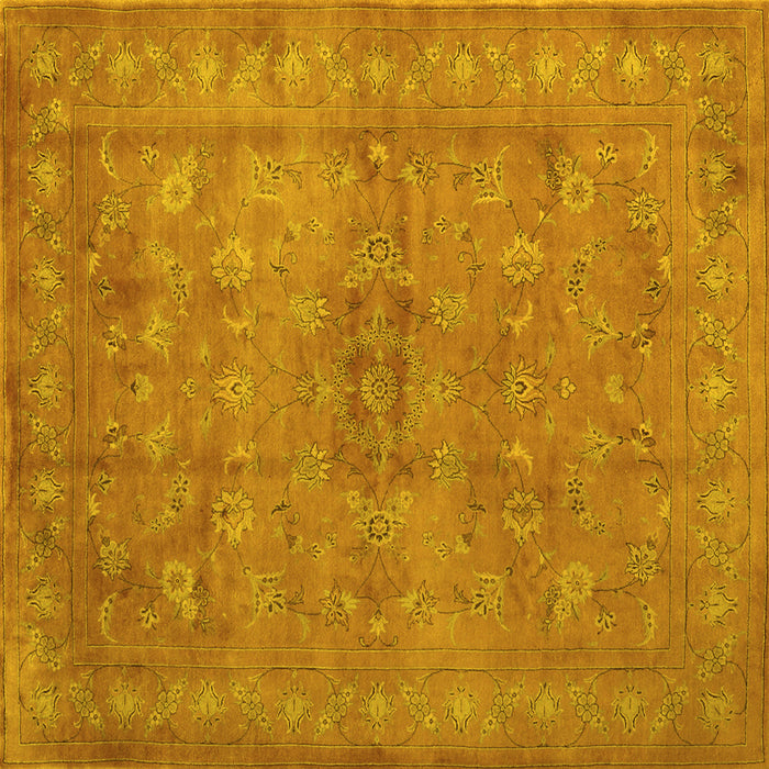 Square Abstract Yellow Contemporary Rug, con1359yw