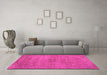 Machine Washable Abstract Pink Contemporary Rug in a Living Room, wshcon1359pnk