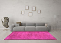 Machine Washable Abstract Pink Contemporary Rug, wshcon1359pnk