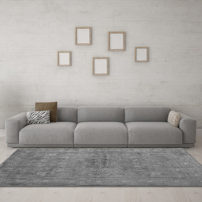 Machine Washable Abstract Gray Contemporary Rug in a Living Room,, wshcon1359gry