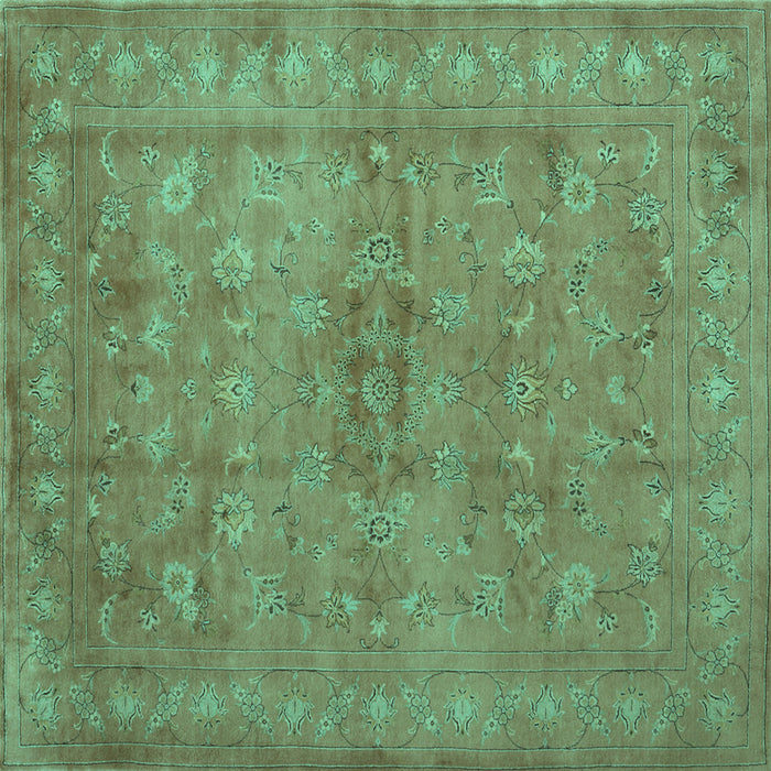 Square Abstract Turquoise Contemporary Rug, con1359turq