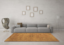 Machine Washable Abstract Brown Contemporary Rug in a Living Room,, wshcon1359brn