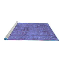 Sideview of Machine Washable Abstract Blue Contemporary Rug, wshcon1359blu