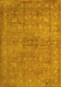 Abstract Yellow Contemporary Rug, con1359yw