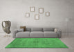 Machine Washable Abstract Emerald Green Contemporary Area Rugs in a Living Room,, wshcon1359emgrn