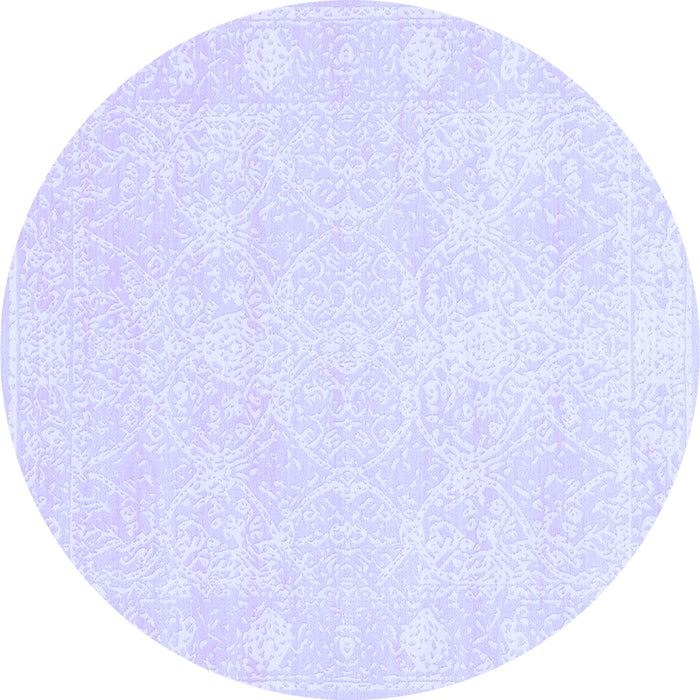 Round Abstract Blue Contemporary Rug, con135blu