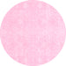 Round Machine Washable Abstract Pink Contemporary Rug, wshcon135pnk