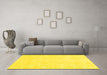 Machine Washable Abstract Yellow Contemporary Rug in a Living Room, wshcon135yw