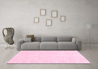 Machine Washable Abstract Pink Contemporary Rug, wshcon135pnk