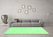 Machine Washable Abstract Emerald Green Contemporary Area Rugs in a Living Room,, wshcon135emgrn