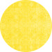 Round Abstract Yellow Contemporary Rug, con135yw