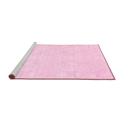Sideview of Machine Washable Abstract Pink Contemporary Rug, wshcon135pnk
