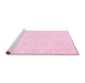 Sideview of Machine Washable Abstract Pink Contemporary Rug, wshcon135pnk