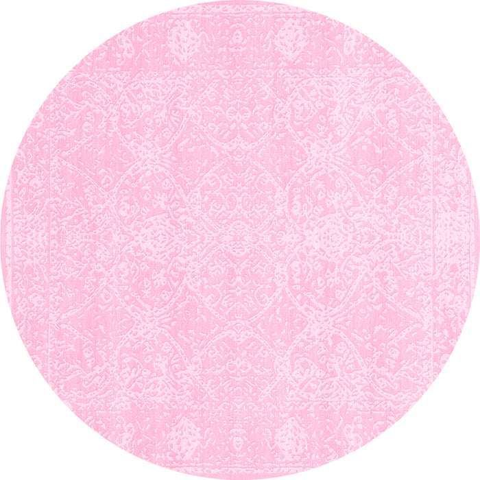 Round Abstract Pink Contemporary Rug, con135pnk