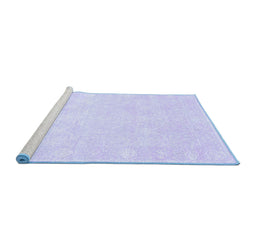 Sideview of Machine Washable Abstract Blue Contemporary Rug, wshcon135blu