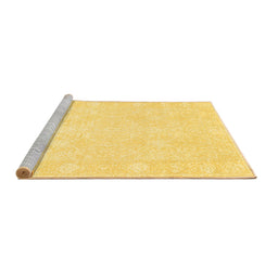 Sideview of Machine Washable Abstract Brown Contemporary Rug, wshcon135brn