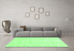 Machine Washable Abstract Green Contemporary Area Rugs in a Living Room,, wshcon135grn