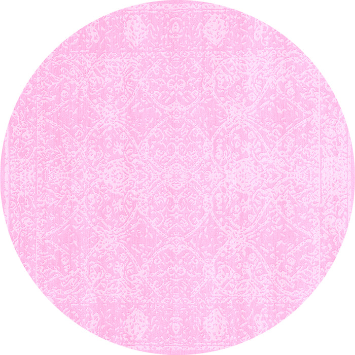 Round Machine Washable Abstract Purple Contemporary Area Rugs, wshcon135pur