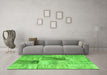 Machine Washable Patchwork Green Transitional Area Rugs in a Living Room,, wshcon1360grn