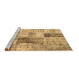 Sideview of Machine Washable Patchwork Brown Transitional Rug, wshcon1360brn