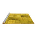 Sideview of Machine Washable Patchwork Yellow Transitional Rug, wshcon1360yw