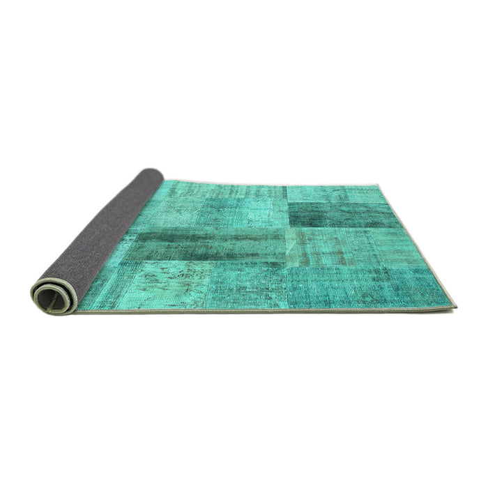 Sideview of Patchwork Turquoise Transitional Rug, con1360turq