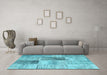 Machine Washable Patchwork Light Blue Transitional Rug in a Living Room, wshcon1360lblu